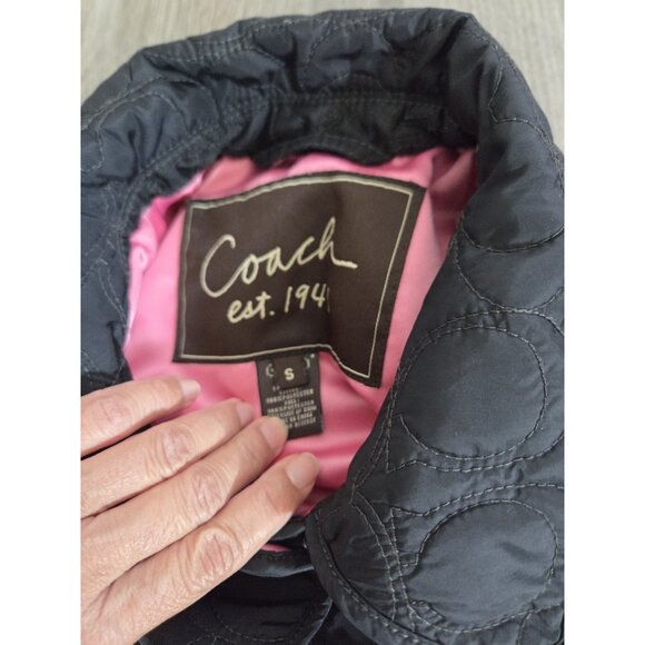 COACH Signature "C" Quilted Logo Monogram Snap Front Jacket Coat Women S - Picture 9 of 11